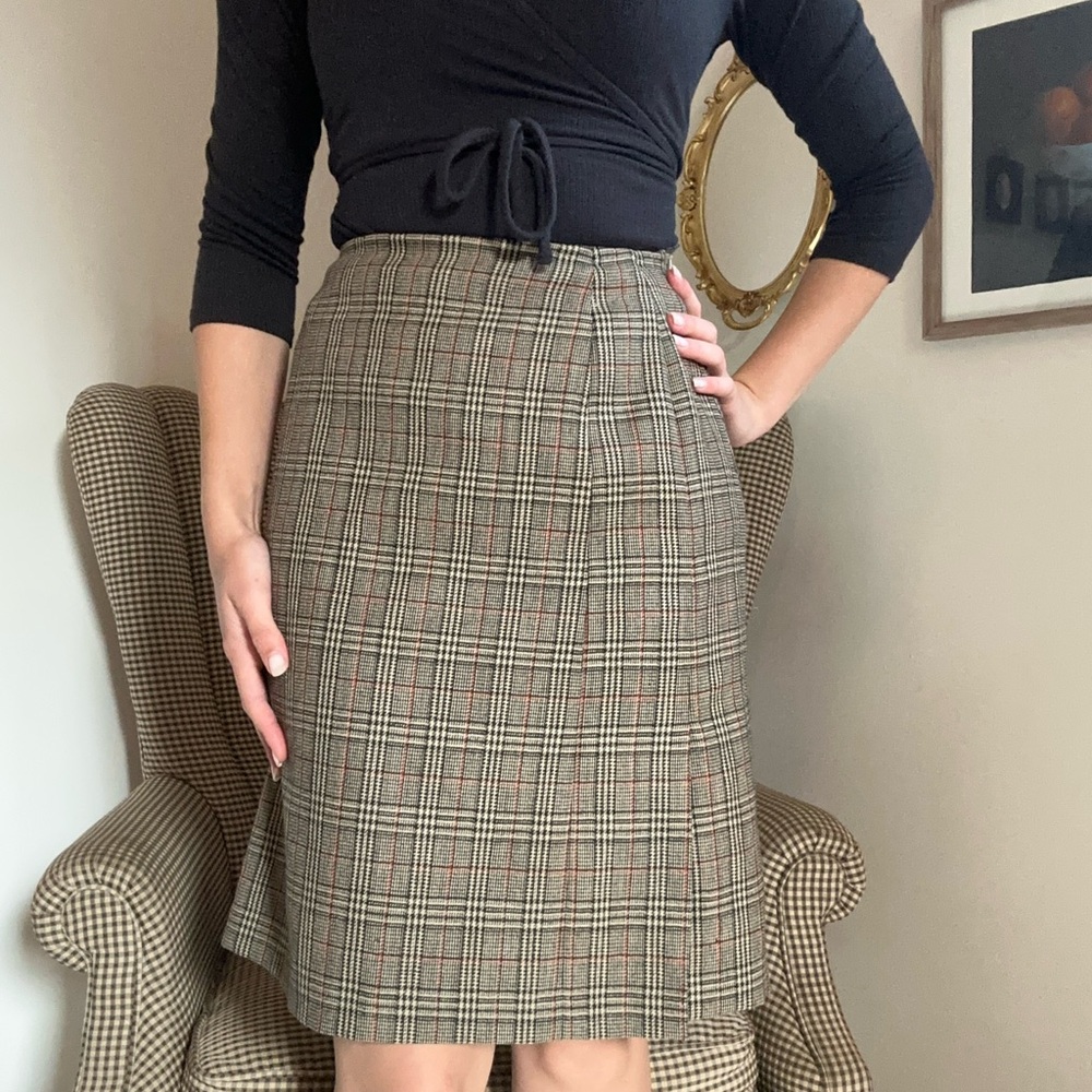 Vintage Wool Plaid Pencil Skirt